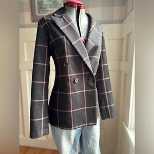 Levi's Women’s Black Blazer with Camel Windowpane Grid Large Western